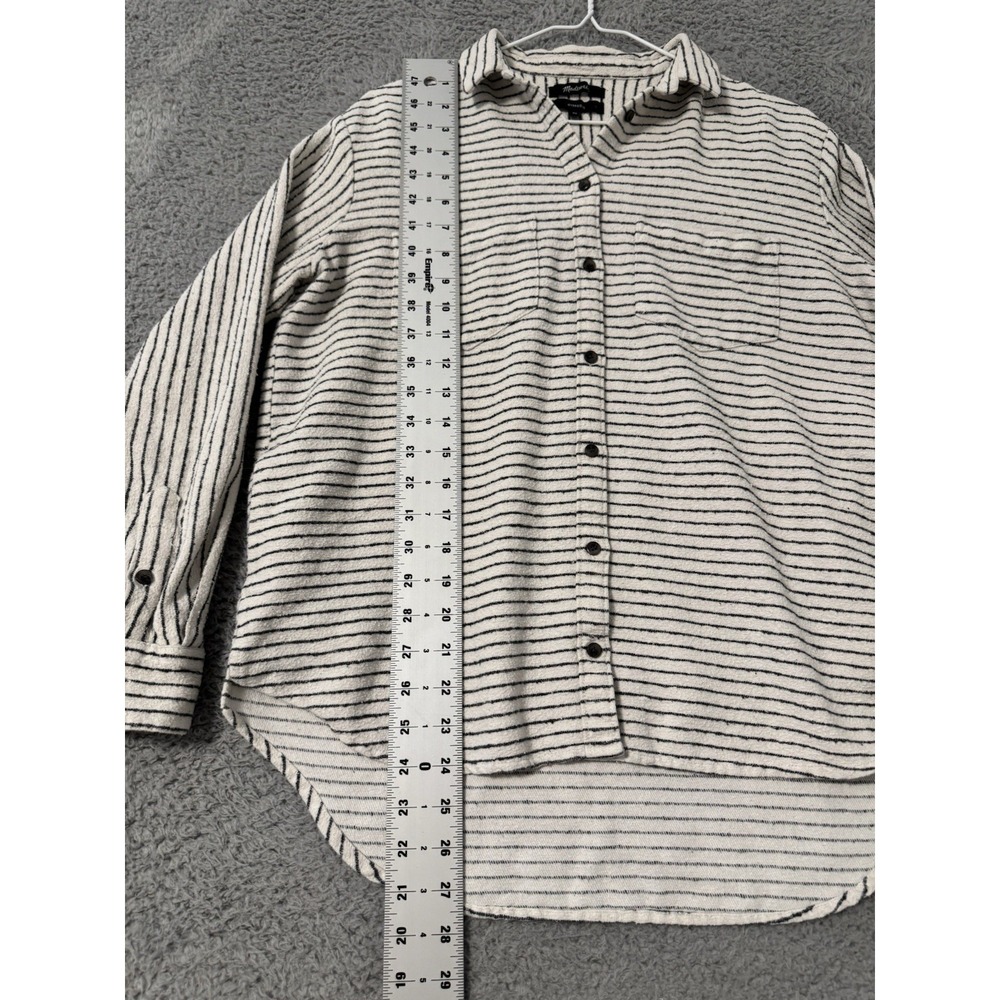 Madewell Slub Flannel Sunday Shirt Size XS Striped Button Shacket - Picture 3 of 7